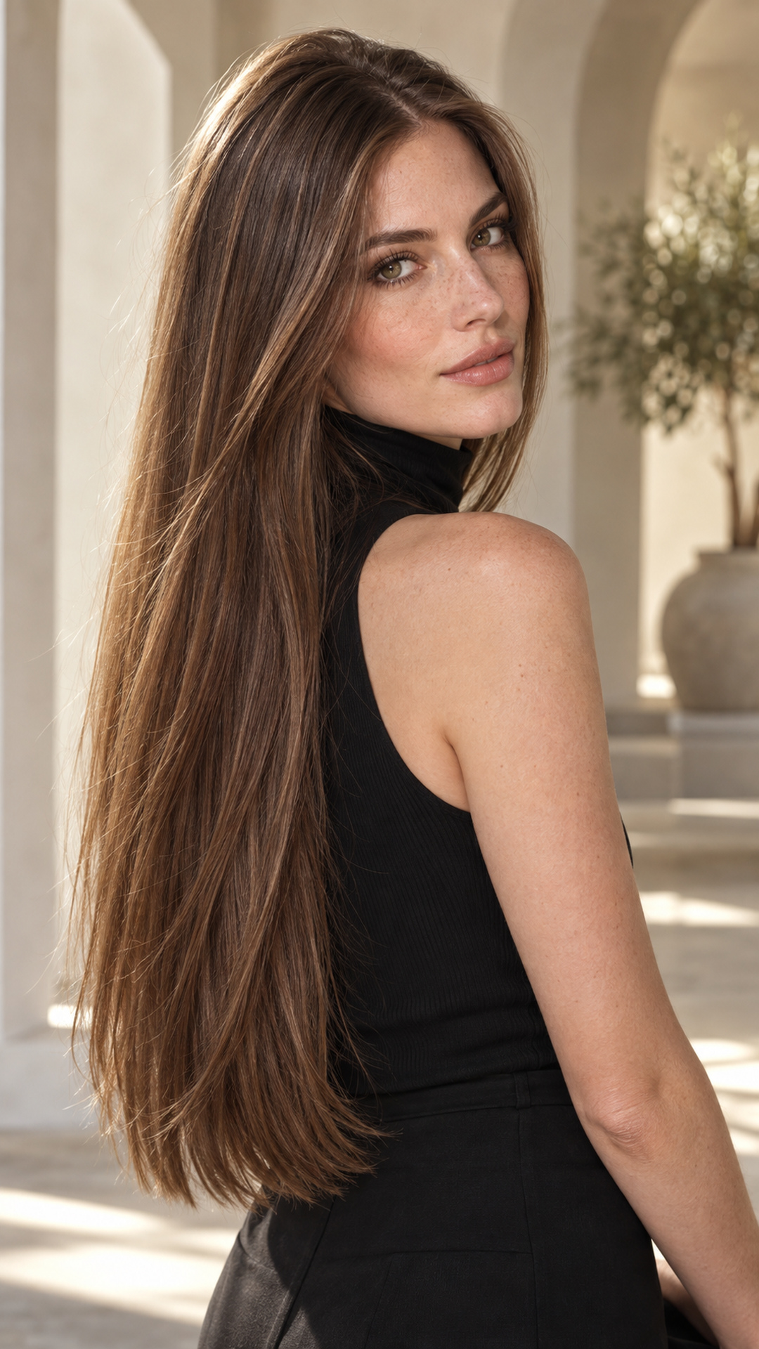 cheveux longs lisses