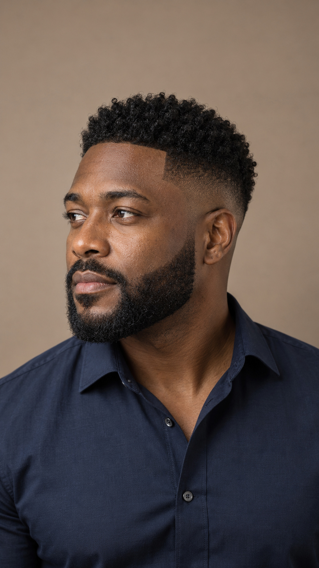 curly fade + barbe
